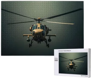 Helicopter Jigsaw Puzzle 1000 Pieces for Adults Personalized Wooden Puzzle Gifts Modern Home Decor Wall Art for Family Wedding Friend