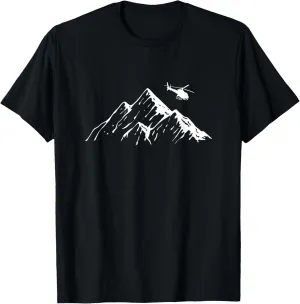 Helicopter Mountains Heli Copter Pilot Aviation Flight T-Shirt