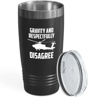 Helicopter Pilot Black Viking Tumbler 20oz - Gravity And Respectfully - Aircraft Copilot Runway Training Commercial Heliport Flyers Worker