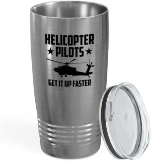 Helicopter Pilot Stainless Viking Tumbler 20oz - Get It Up Faster - Captain Onboard Heliport Airplane Aviation Flight Staff Flying Appreciate Deck