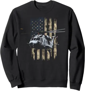 Helicopter Pilot US Flag Military Aviation Gift Sweatshirt