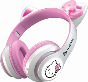 Hello Kitty Wireless Bluetooth Light-Up Headphones with Foldable Design, Adjustable Headband, 8 Hours Playtime, LED Kitty Earcups, for Kids & Adults (White)