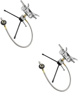 HEMOTON 2 Sets Portable Outdoor Gas Stove Burner Lightweight Camping Cooker with High Temperature Resistance for Hiking Picnics and Self Driving Tours Easy to Carry and Use