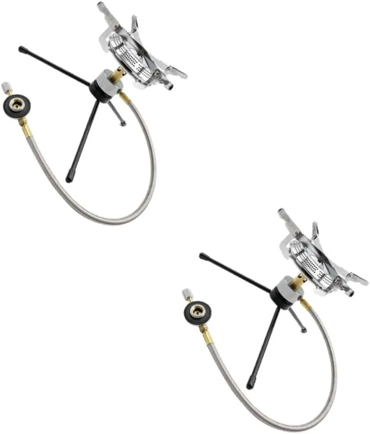 HEMOTON 2 Sets Portable Outdoor Gas Stove Burner Lightweight Camping Cooker with High Temperature Resistance for Hiking Picnics and Self Driving Tours Easy to Carry and Use