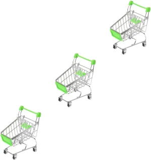 Hemoton 3pcs Mini Shopping Cart Style Storage Basket Organizer Random Color for Pens Cosmetics and Gadgets Compact Desktop for Home Office