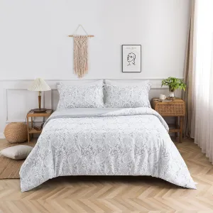 HENGWEITEXT 3 Piece Comforter Set King,Sping Summer Comforter Set,All Season Down Alternative Comforter King Size in a Bag,Deep Pocket Ultra Soft and Fluffy,Light Grey
