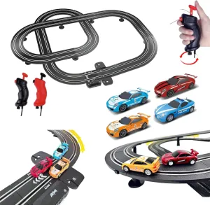 High Speed Series Tram Dual Track Set, 4.1m Electric Track with 3 Vehicles Slot car Racing, Comes with 2 Hand Controls and Track Parts and a Lap Counter，Toys Gifts for 8 9 10 11 12 Boys Girls