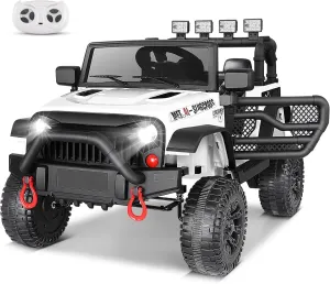Hikole 12V White Car with Remote Control, Bluetooth, Music Player, Light White
