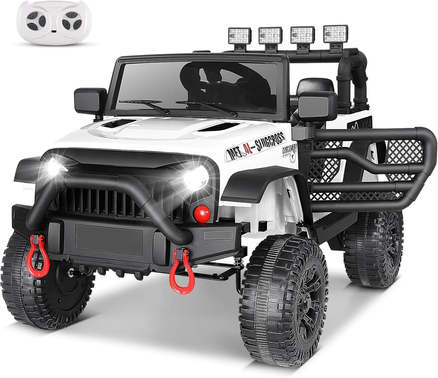 Hikole 12V White Car with Remote Control, Bluetooth, Music Player, Light White