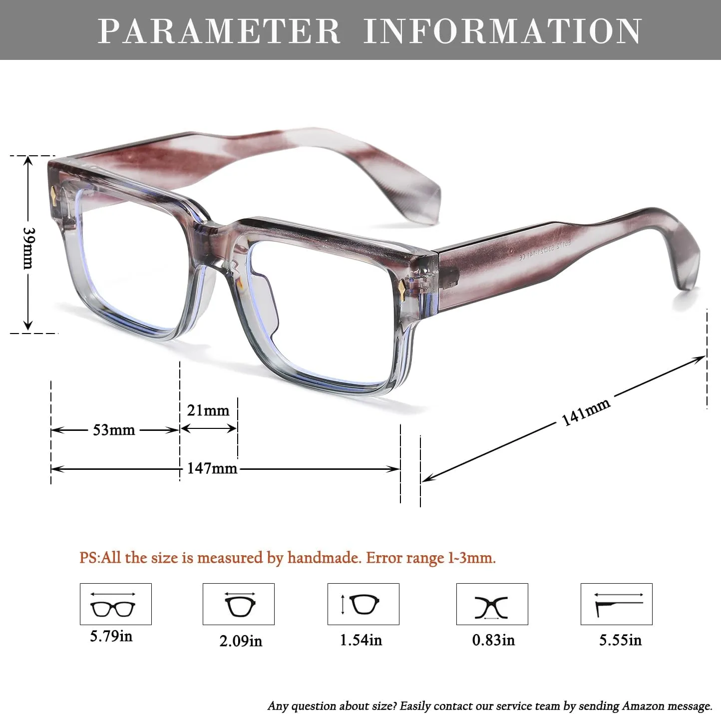 HJSTES Thick Square Sunglasses for Women Men Trendy Retro Square Frame Sun Glasses Chunky Rectangle Shades