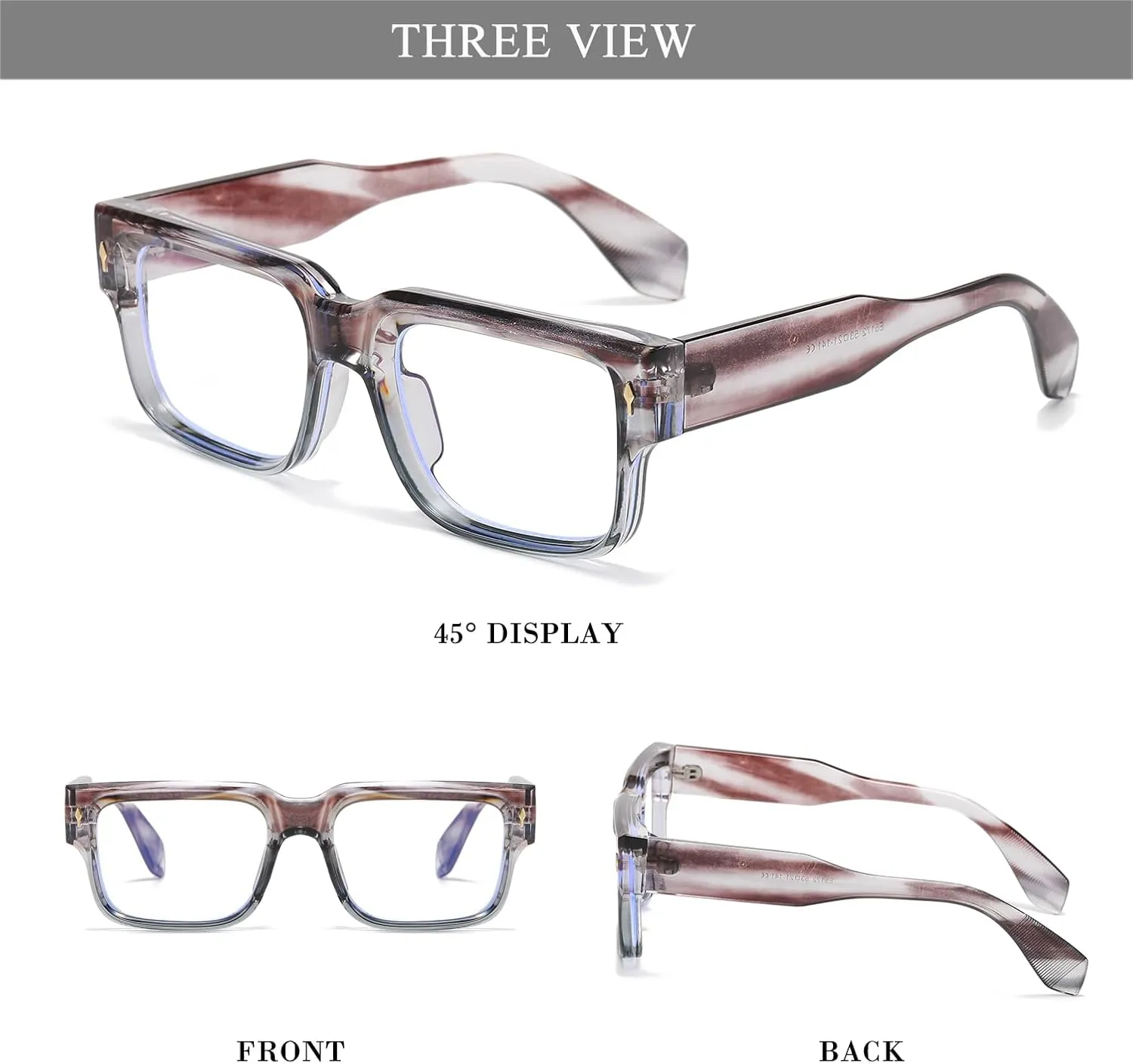 HJSTES Thick Square Sunglasses for Women Men Trendy Retro Square Frame Sun Glasses Chunky Rectangle Shades