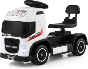 HONEY JOY Electric Ride on Push Car, 6V Foot-to-Floor Push Cars for Toddlers, Lights, Music, Adjustable Height, Battery Powered Ride On Truck for Kids, Gift for Toddlers Boys Girls, White