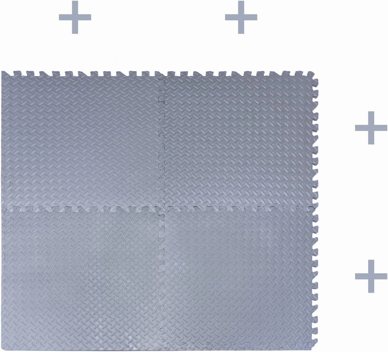 HongK- 12X(48 Sqft) Gray Gym Floor Mat 24x24 EVA Foam Interlocking Exercise Fitness Puzzle Floor Gym Yoga Mat Workout Pad [P/N: MTET-HOME012-12PC]