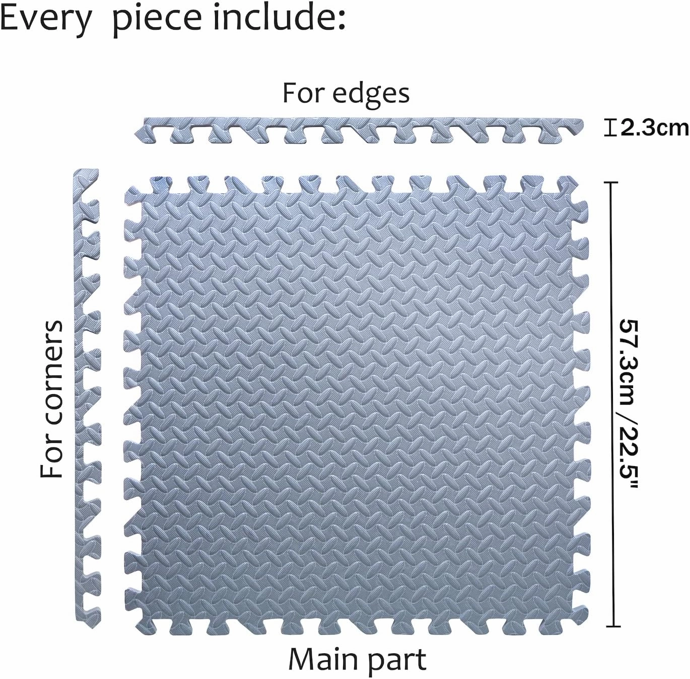 HongK- 12X(48 Sqft) Gray Gym Floor Mat 24x24 EVA Foam Interlocking Exercise Fitness Puzzle Floor Gym Yoga Mat Workout Pad [P/N: MTET-HOME012-12PC]