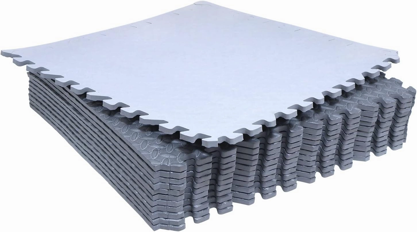 HongK- 12X(48 Sqft) Gray Gym Floor Mat 24x24 EVA Foam Interlocking Exercise Fitness Puzzle Floor Gym Yoga Mat Workout Pad [P/N: MTET-HOME012-12PC]