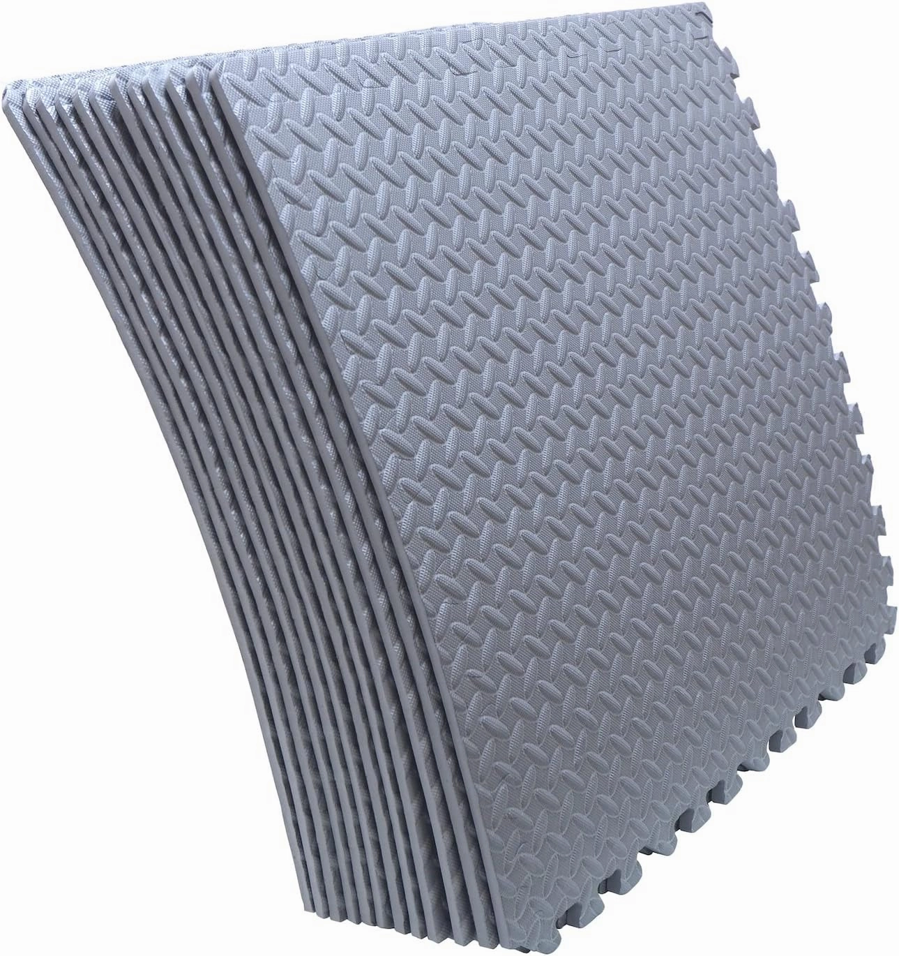 HongK- 12X(48 Sqft) Gray Gym Floor Mat 24x24 EVA Foam Interlocking Exercise Fitness Puzzle Floor Gym Yoga Mat Workout Pad [P/N: MTET-HOME012-12PC]