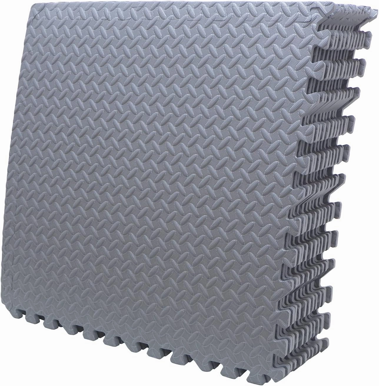 HongK- 12X(48 Sqft) Gray Gym Floor Mat 24x24 EVA Foam Interlocking Exercise Fitness Puzzle Floor Gym Yoga Mat Workout Pad [P/N: MTET-HOME012-12PC]