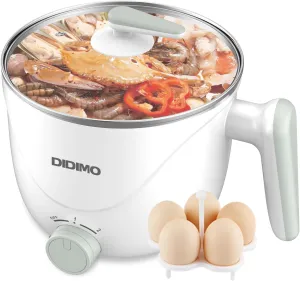 Hot Pot Electric, 1.5L Pink Portable Ramen Cooker with Over-Heating/Boil Dry Protection, Mini Hot Pot for Ramen, Egg, Pasta, Dumpling, Soup, Porridge, Oatmeal (white)