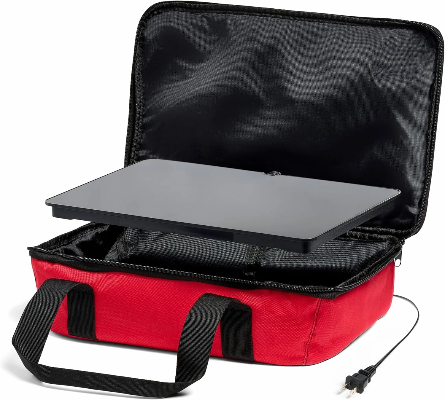 HOTLOGIC Max Large Portable Electric Food Heater - Innovative Food Warmer and Heated Lunch Box for Adults Car/Home - Easily Cook, Reheat, and Keep Your Food Warm - RED - 120V