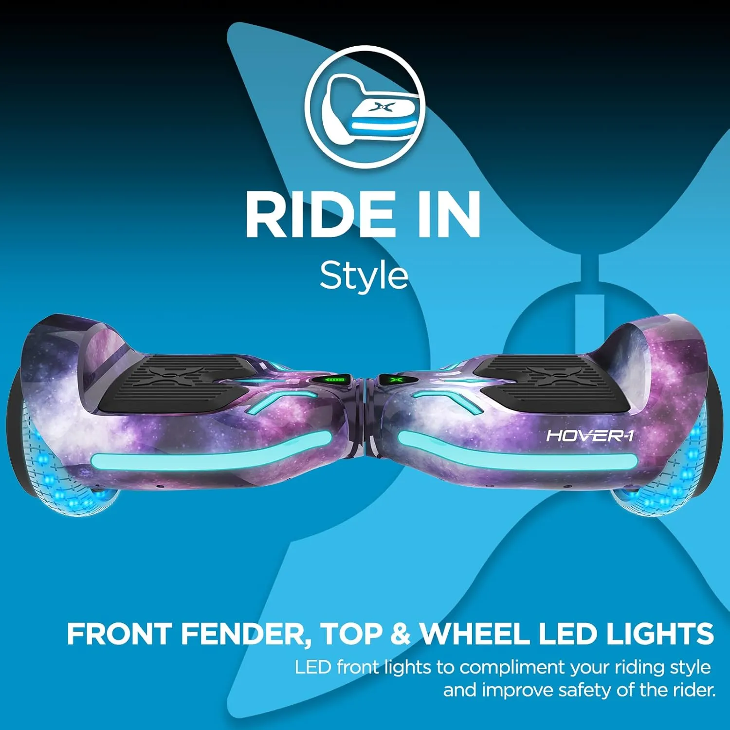 Hover-1 i100 Electric Hoverboard - 7MPH Top Speed, 10 Mile Range, 5HR Full-Charge, Built-In Bluetooth Speaker, Rider Modes: Beginner to Expert Self Balancing Scooter