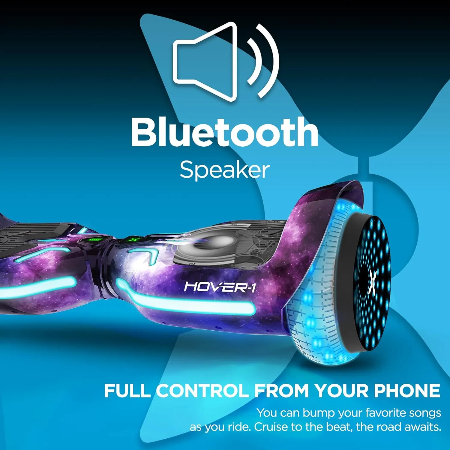 Hover-1 i100 Electric Hoverboard - 7MPH Top Speed, 10 Mile Range, 5HR Full-Charge, Built-In Bluetooth Speaker, Rider Modes: Beginner to Expert Self Balancing Scooter
