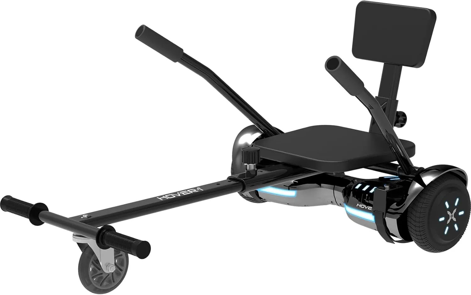 Hover-1 Superstar Hoverboard Combo Seat Attachment Buggy, 7 MPH Top Speed, 6 Mile Range, 400W Motor (2X 200W), 4.5Hr Charge Time, 220lbs Max Weight, Black