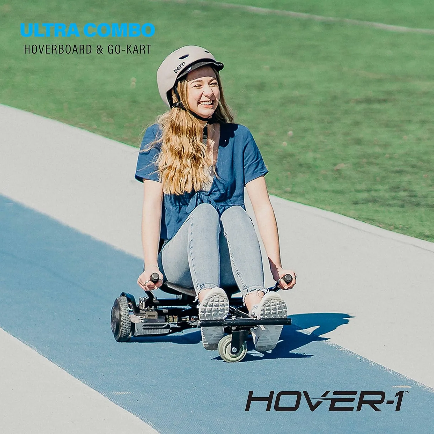 Hover-1 Ultra Electric Hoverboard Go Kart Combo - 7MPH Top Speed, 4HR Full Charge, Hand-Operated Rear Wheel Control, Adjustable Frame, Easy Installation Self Balancing Hoverboard with Seat Attachment