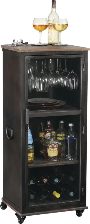 Howard Miller Brayton Wine & Bar Cabinet II Brown Cabinet Bar for Home - Wine Bar Cabinet with Storage, Stemware Rack | 12 Wine Glass Holder Display Shelf Portable Bar Cabinets for Liquor & Wine