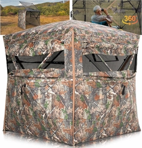 Hunting Blind 360° Degree See Through Ground Blind for Deer Hunting, 2-3 Person Pop-up Hunting Turkey Blind, Deer Blind, Portable Durable Hunting Blind for Deer Hunting and Turkey Hunting