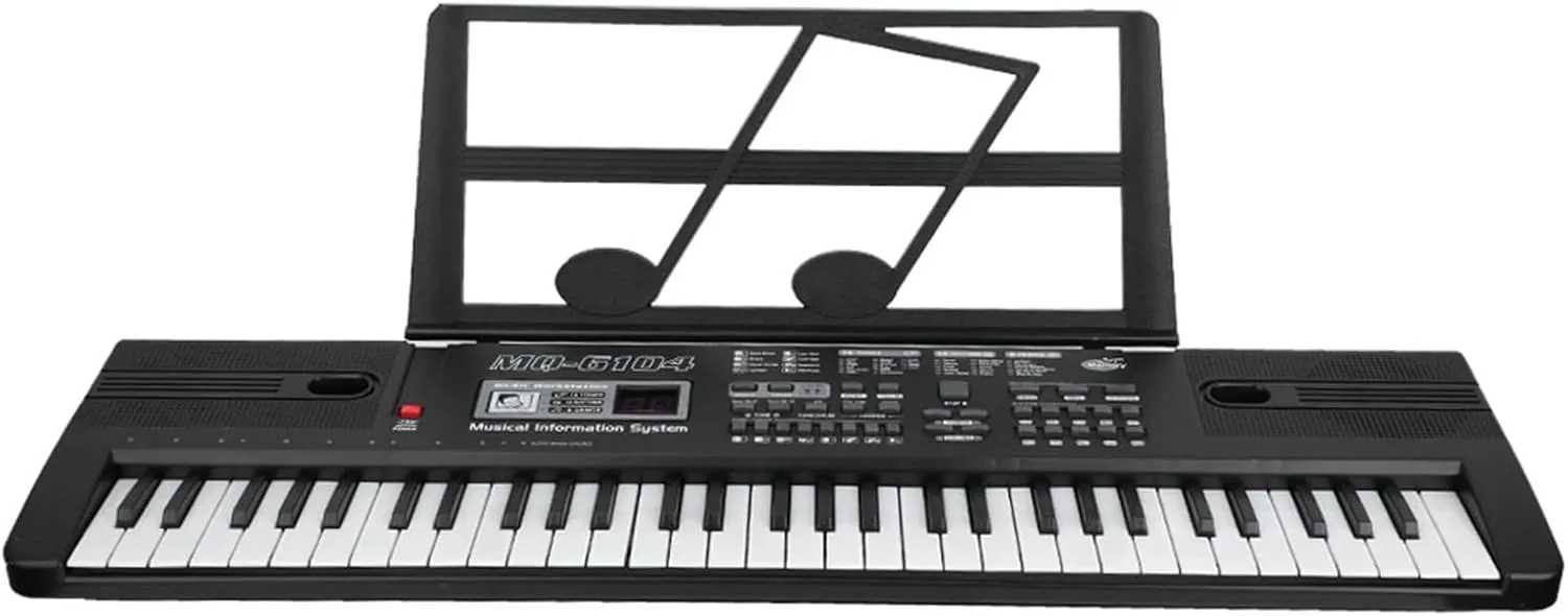 HURRISE 61-Key Portable Electronic Keyboard for Kids with Microphone, Digital Music Piano with Built-in Speakers, Lights & Demo Songs – Ideal Beginner Keyboard for Children
