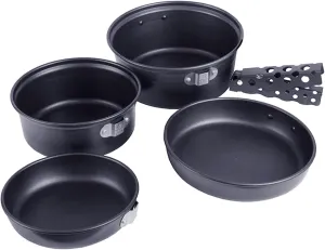 HXBER Camp Plates and Pans Sets Nonstick Backpacking Picnic Cooking Ultra-Lightweight Portable