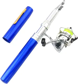 HXBER Portable Pen Shape Fishing Rod Telescopic Aluminum Alloy Fishing Pole   Metal Fishing Reel Reel