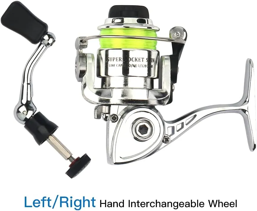HXBER Portable Pen Shape Fishing Rod Telescopic Aluminum Alloy Fishing Pole   Metal Fishing Reel Reel