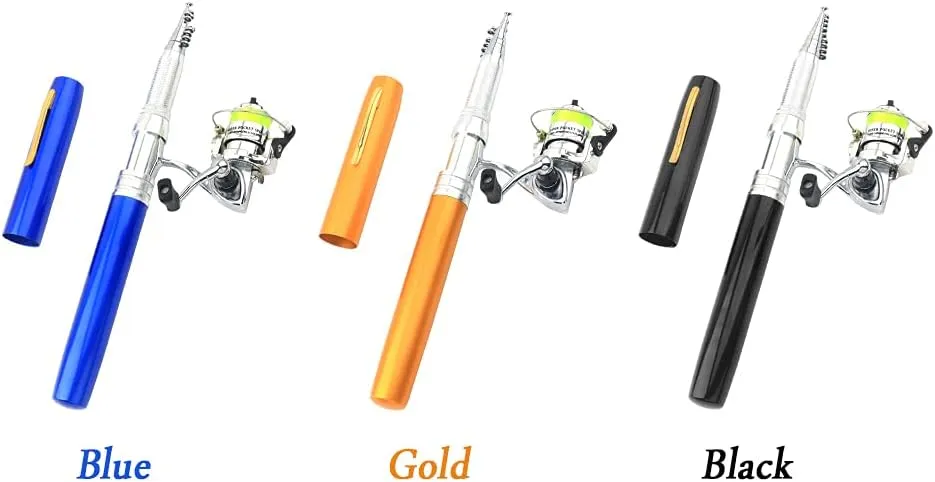HXBER Portable Pen Shape Fishing Rod Telescopic Aluminum Alloy Fishing Pole   Metal Fishing Reel Reel