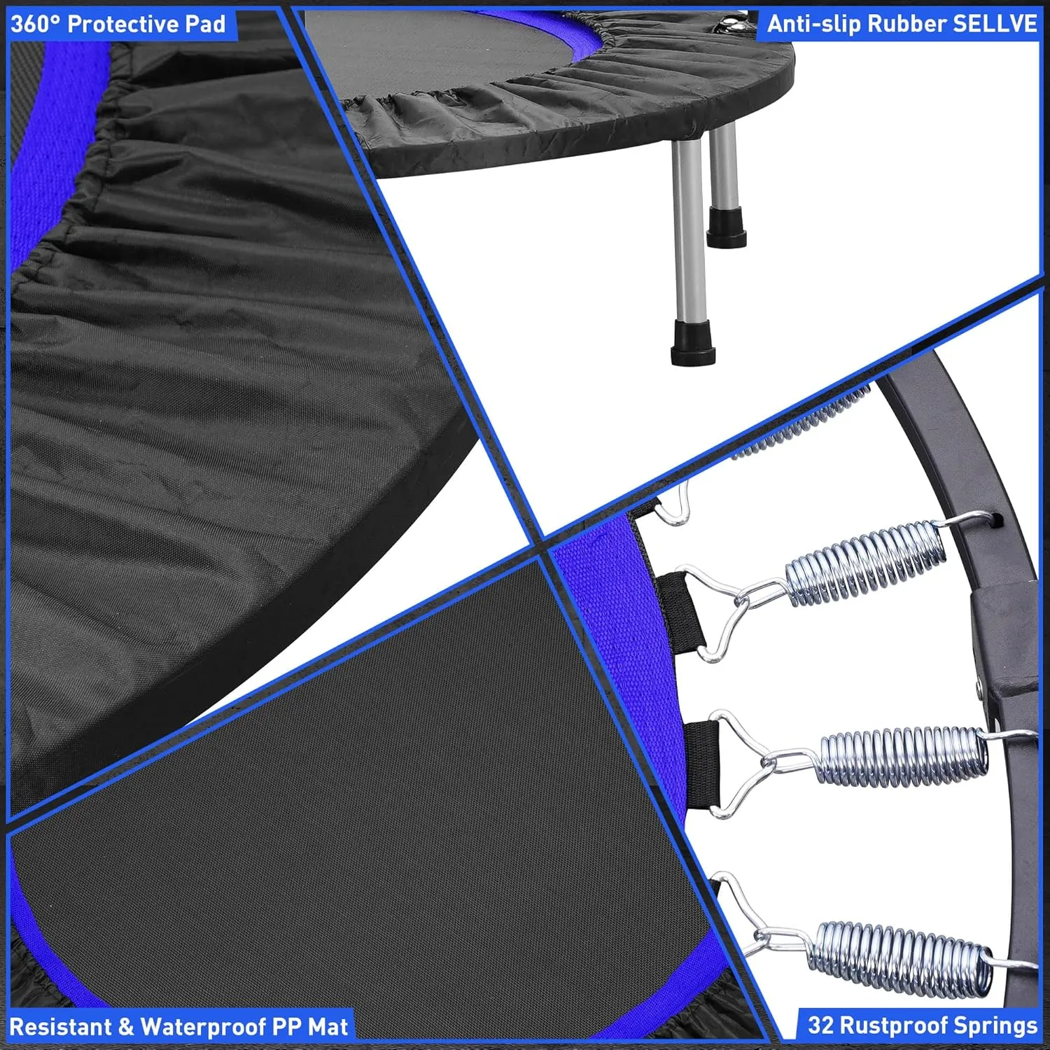 HYD-Parts 40" 48" Mini Trampoline for Adults and Kids Exercise Rebounder with Adjustable Bar Fitness Trampoline Indoor Max Load 330 440lbs