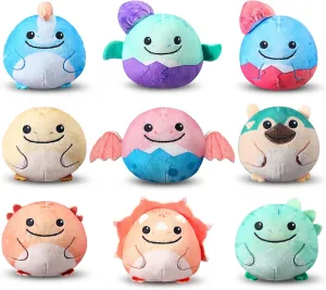HyDren 9 Pack Mini Dinosaur Stuffed Animal Bulk 3.2 Inch Round Plush Keychain Toy for Baby Shower Birthday Gift Stuffer Dinosaur Themed Party Decoration