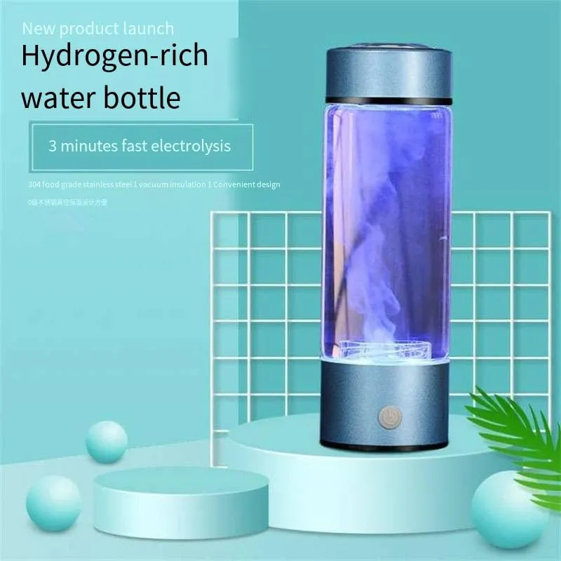 Hydrogen-rich water cup - anion molecular electrolysis water cup, rechargeable hydrogen and oxygen water cup, suitable for home office travel (Blue 2)