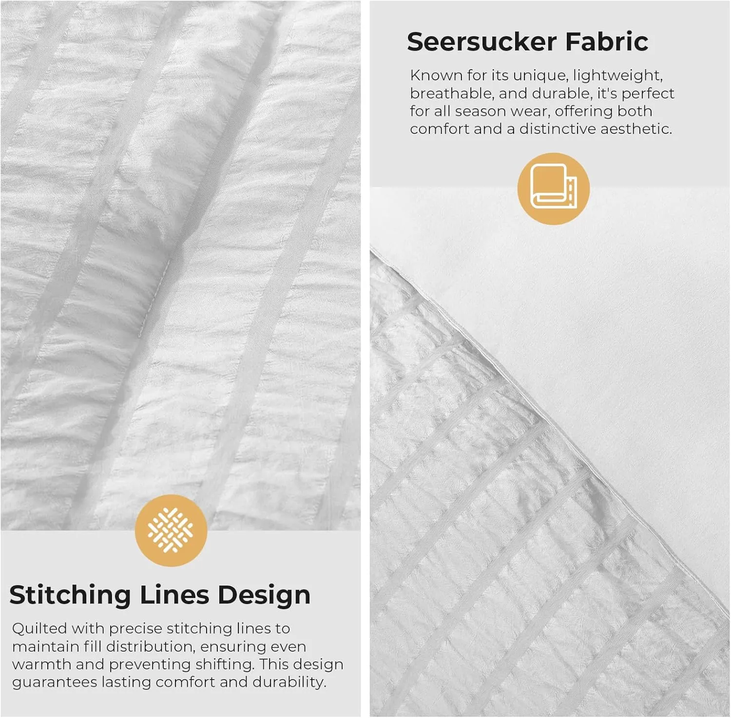 HYLEORY King Size Seersucker Comforter Set - 7 Pieces Reversible Comforters Bedding Sets, All Season Bed in a Bag with Comforter, Sheets, Pillowcases & Shams White