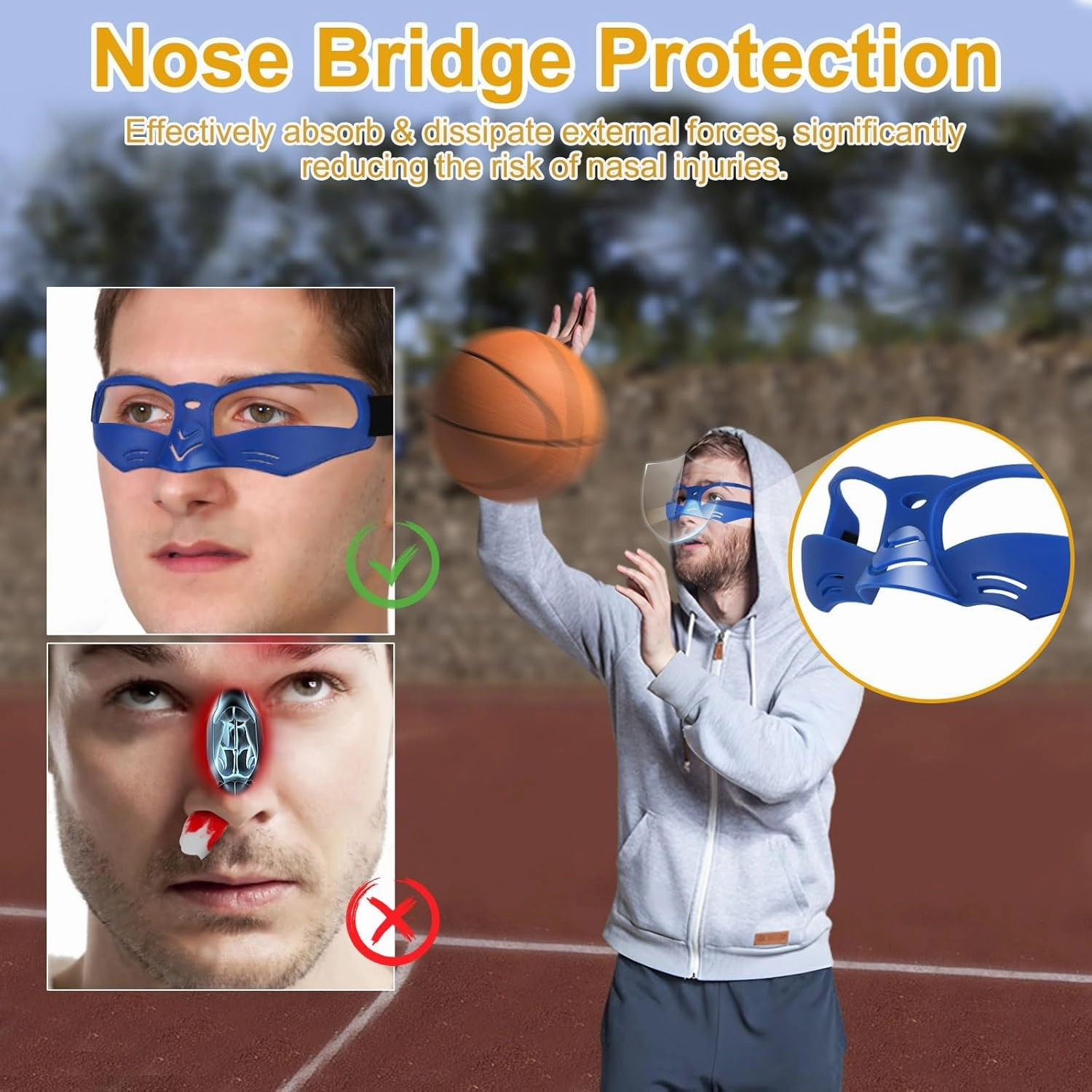 IAMGlobal 4/6PCS Sports Goggles with Nose Protection, Adjustable Basketball Goggles, Basketball Training Glasses