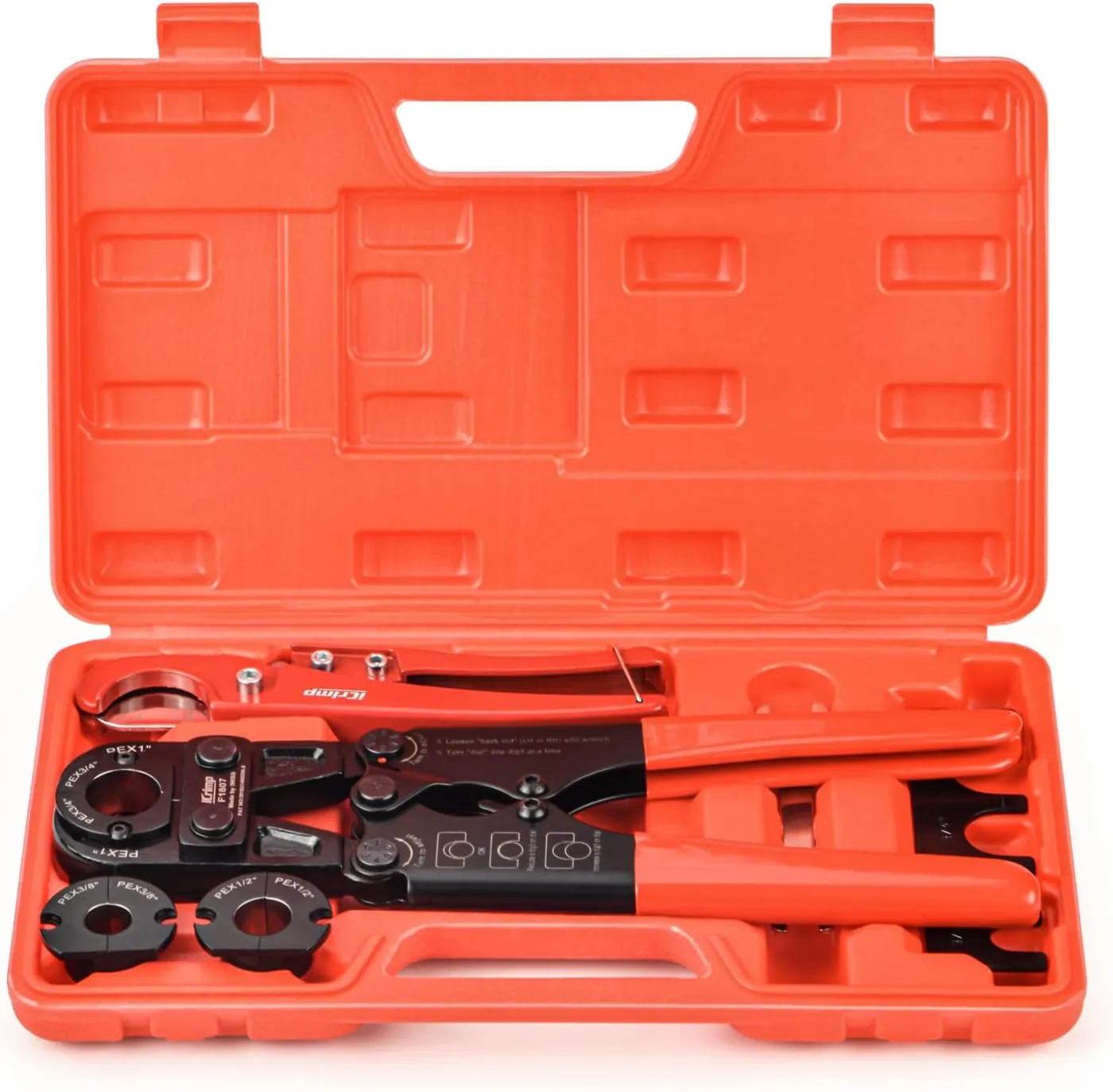 iCrimp Pex Pipe Crimping Tool kit for 3/8,1/2,3/4,1-inch Copper Ring with Free Gauge&Pex Pipe Cutter -Meet ASTM F1807 and Portable