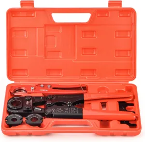 iCrimp Pex Pipe Crimping Tool kit for 3/8,1/2,3/4,1-inch Copper Ring with Free Gauge&Pex Pipe Cutter -Meet ASTM F1807 and Portable