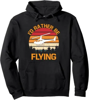 I'd Rather Be Flying Funny Helicopter Pilot Aviation Dad Men Pullover Hoodie