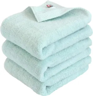 Imabari Towel, 3-Piece Hand Towel Set, Japanese Towels, Soft and Fluffy Towel, Luxury Cotton, Aqua