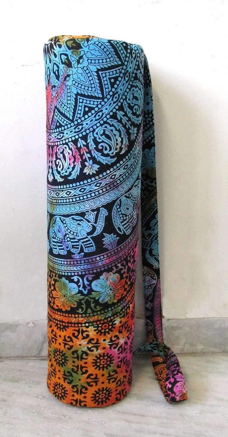 INDIAN CRAFT CASTLE ICC Yoga Mat Bag Carrier Full-Zip Exercise Yoga Mat Carry Bag for Women Men with Multi-Functional Storage Pockets and Adjustable Shoulder Strap 26X6 Inches