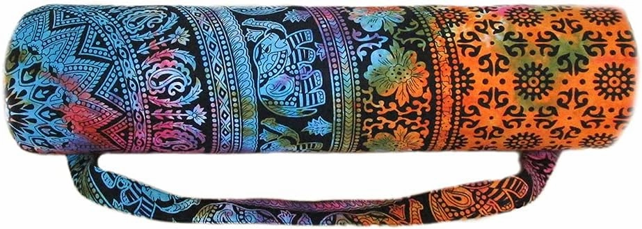 INDIAN CRAFT CASTLE ICC Yoga Mat Bag Carrier Full-Zip Exercise Yoga Mat Carry Bag for Women Men with Multi-Functional Storage Pockets and Adjustable Shoulder Strap 26X6 Inches