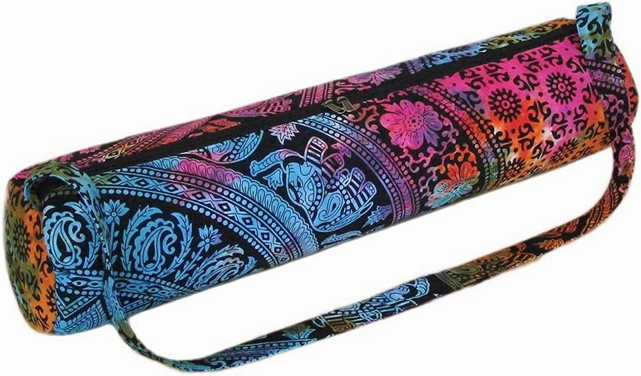 INDIAN CRAFT CASTLE ICC Yoga Mat Bag Carrier Full-Zip Exercise Yoga Mat Carry Bag for Women Men with Multi-Functional Storage Pockets and Adjustable Shoulder Strap 26X6 Inches