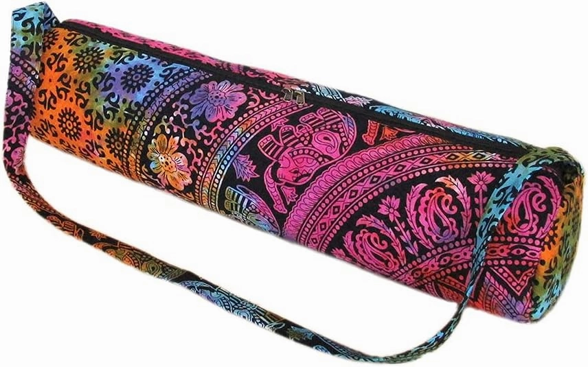 INDIAN CRAFT CASTLE ICC Yoga Mat Bag Carrier Full-Zip Exercise Yoga Mat Carry Bag for Women Men with Multi-Functional Storage Pockets and Adjustable Shoulder Strap 26X6 Inches
