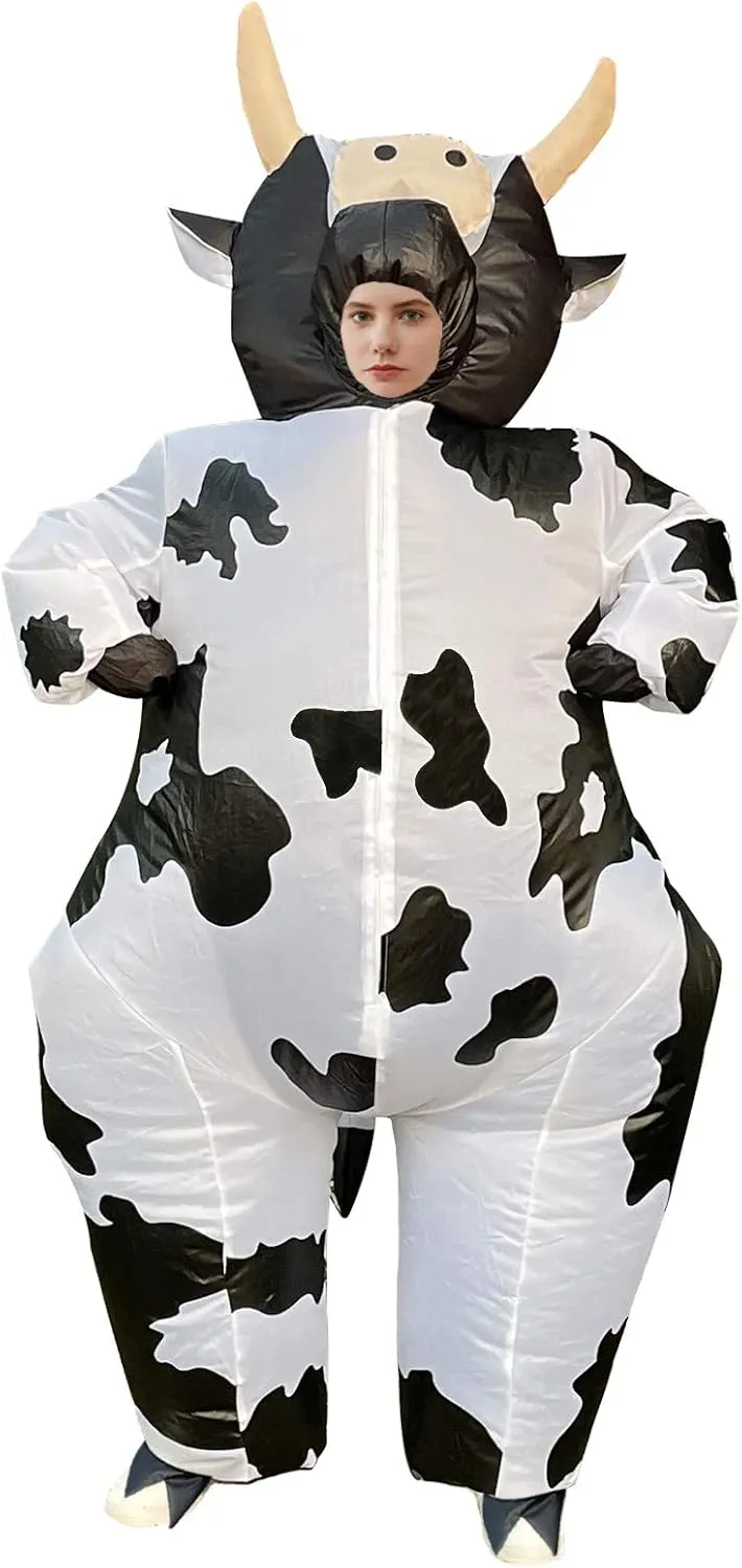 Inflatable Cow Costume Blow up Costume for Cosplay Party Festival Halloween Parade Carnival Suit Jumpsuit