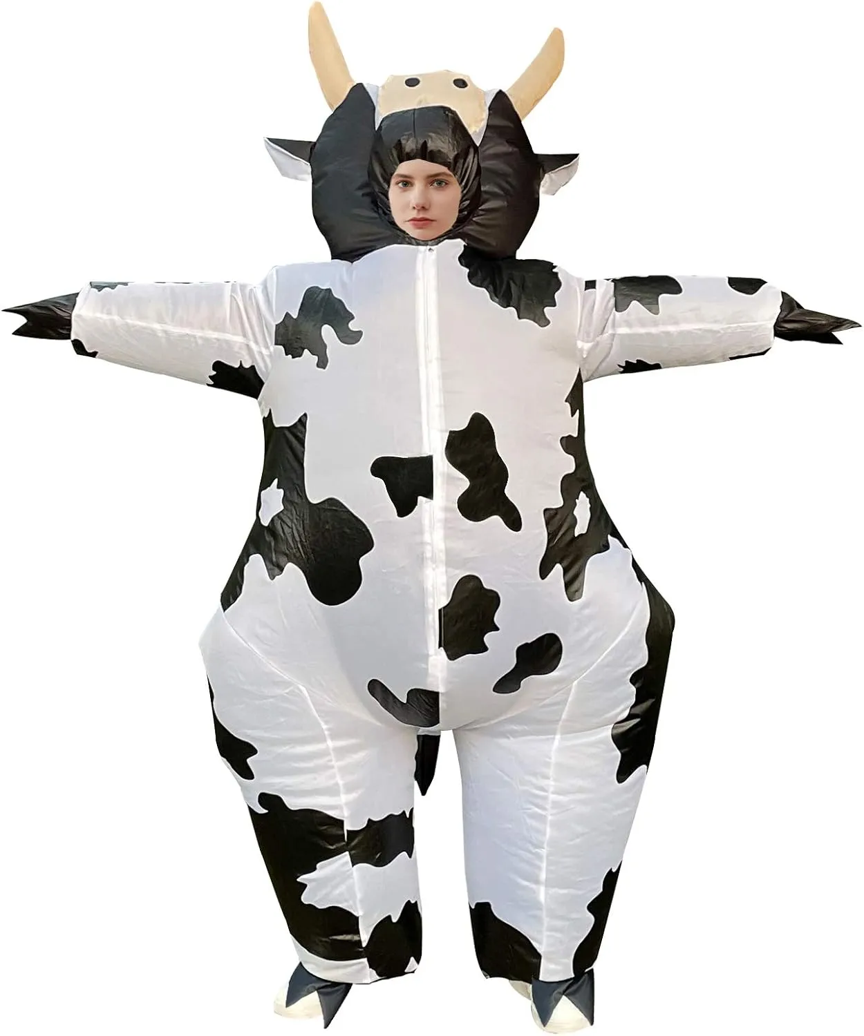 Inflatable Cow Costume Blow up Costume for Cosplay Party Festival Halloween Parade Carnival Suit Jumpsuit