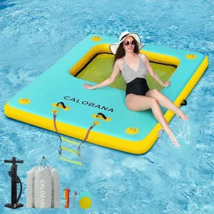 Inflatable Floating Dock, Lake Floats for Adults Floating Raft Water Platform with Detachable Ladder for Lake